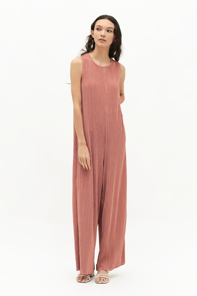 AUDRA PLEATED JUMPSUIT IN BLUSH