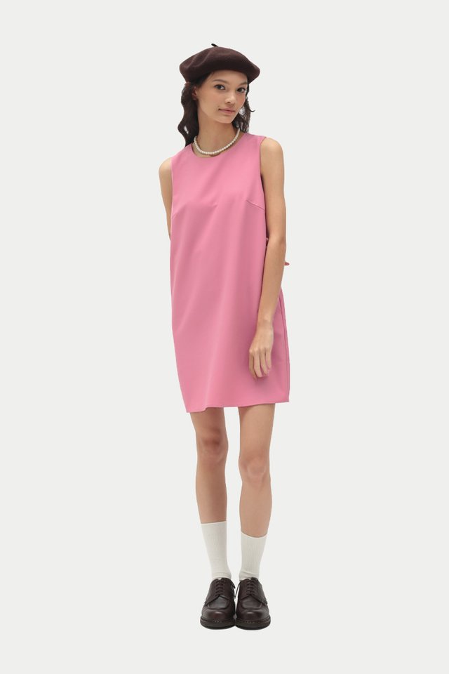 SELBY SHIFT ROMPER DRESS IN TAFFY PINK