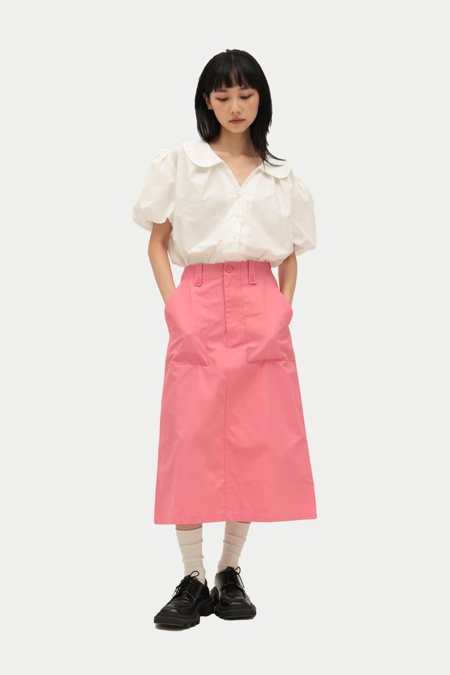 ADRIAN MIDI SKIRT IN CANDY PINK