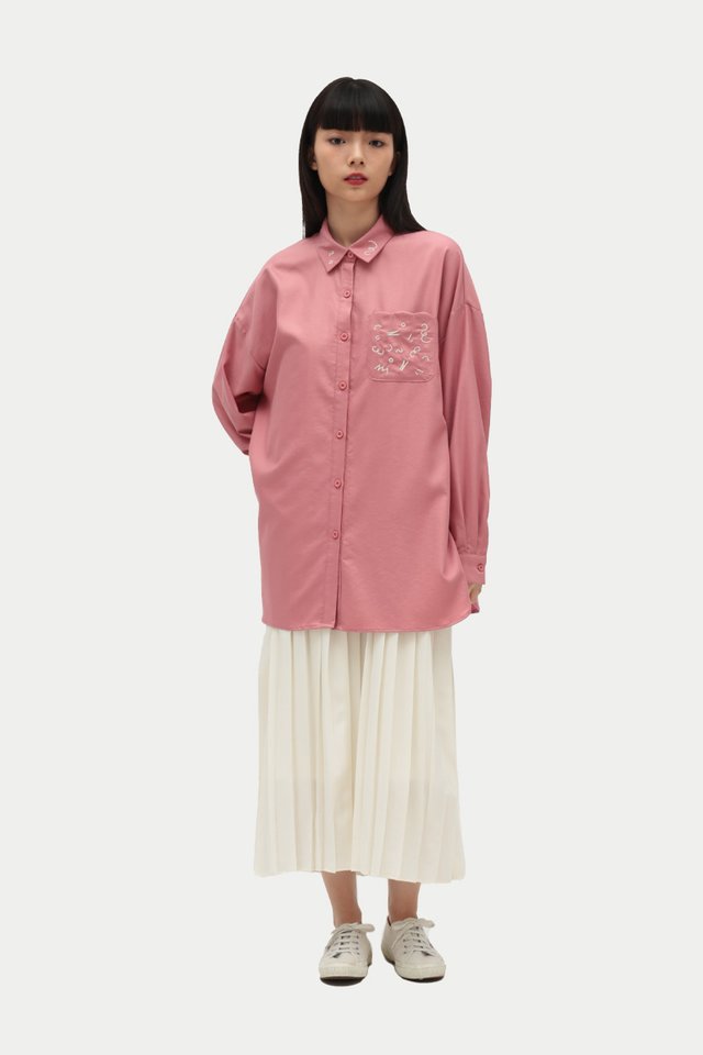 ARCADE X ALI.CHUA WRIGGLY EMBROIDERED SHIRT IN DUSK PINK