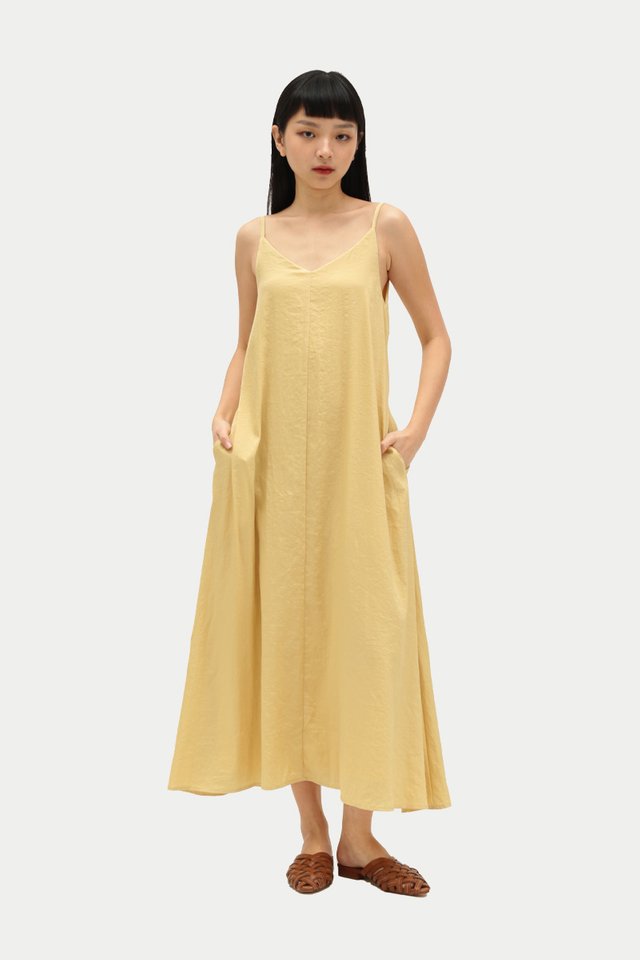 RENEE TWO WAY SPAG DRESS IN BUTTER