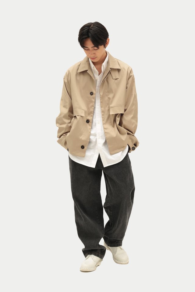 ARCADE X COLLINGOH CROPPED TRENCH IN KHAKI