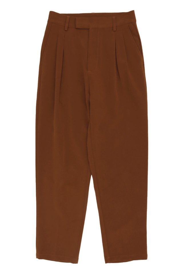 WALLY TAPERED-FIT DART TROUSERS IN TOBACCO