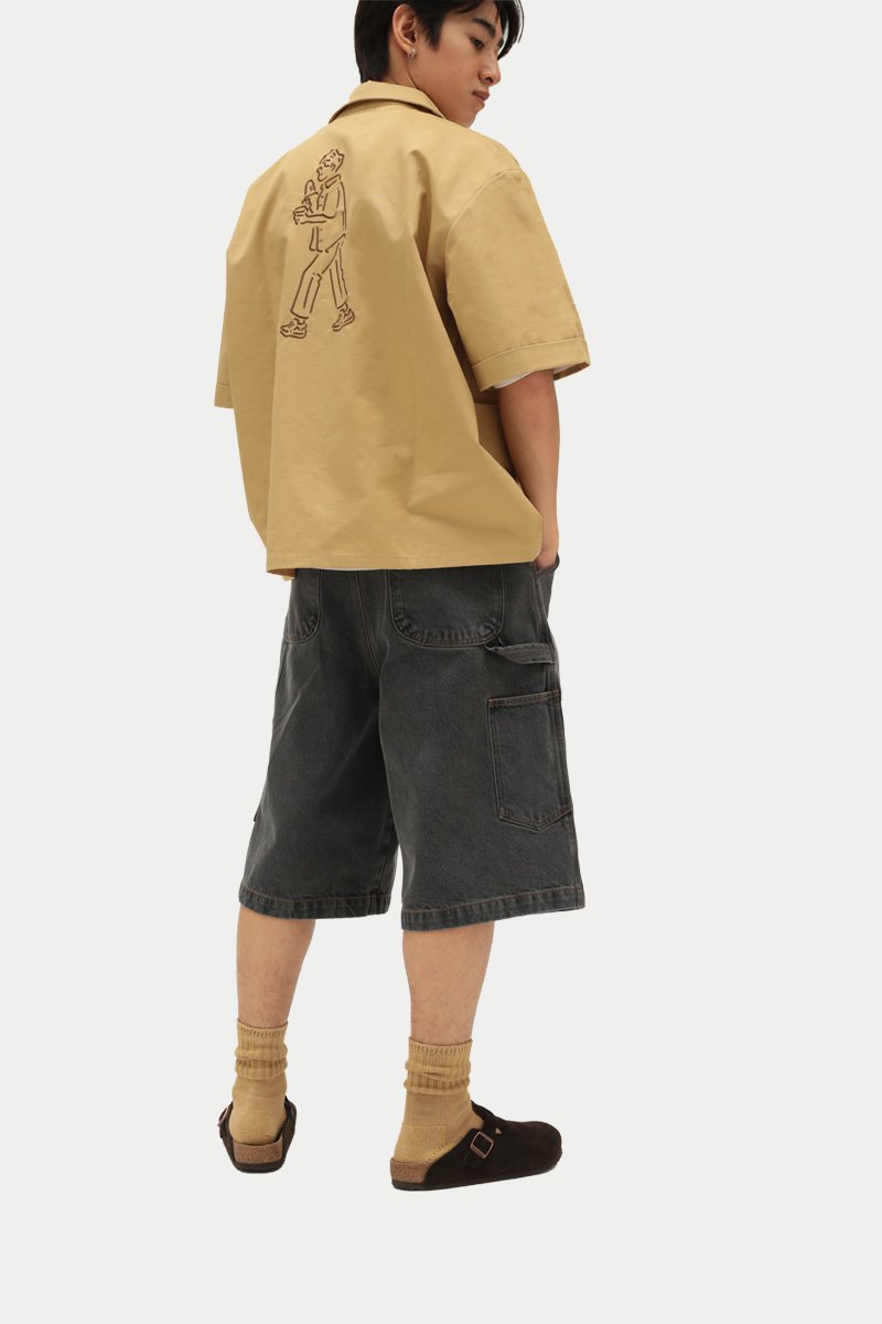 Baggy Carpenter Jean Shorts in Delemere Wash