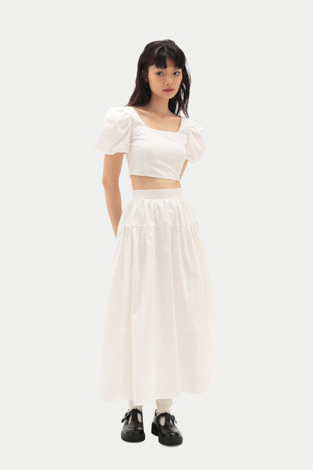 CHERIE PUFF SLEEVE CROP TOP IN WHITE