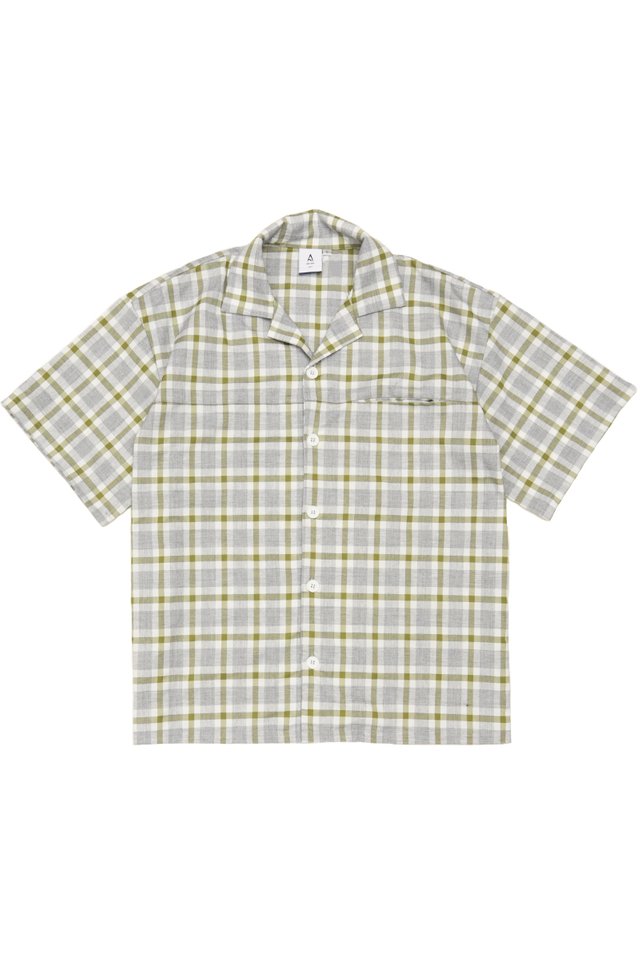 COREY CHECKED CAMP COLLAR SHIRT IN OLIVE