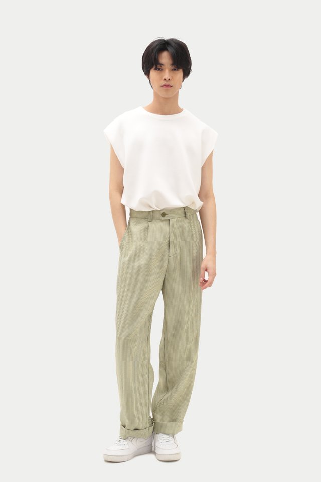 LEE STRAIGHT-FIT HOUNDSTOOTH TROUSERS IN OLIVE