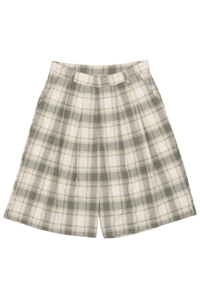 OTIS WIDE-FIT PLAID SHORTS IN OLIVE